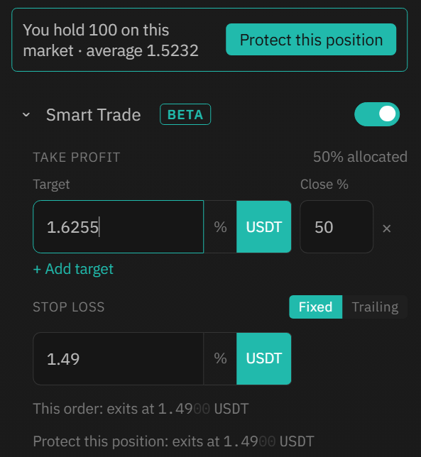 Adding a take profit and stop loss to an open position
